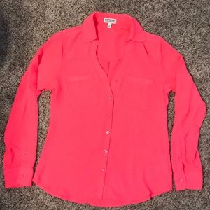 Hot pink express button down shirt
